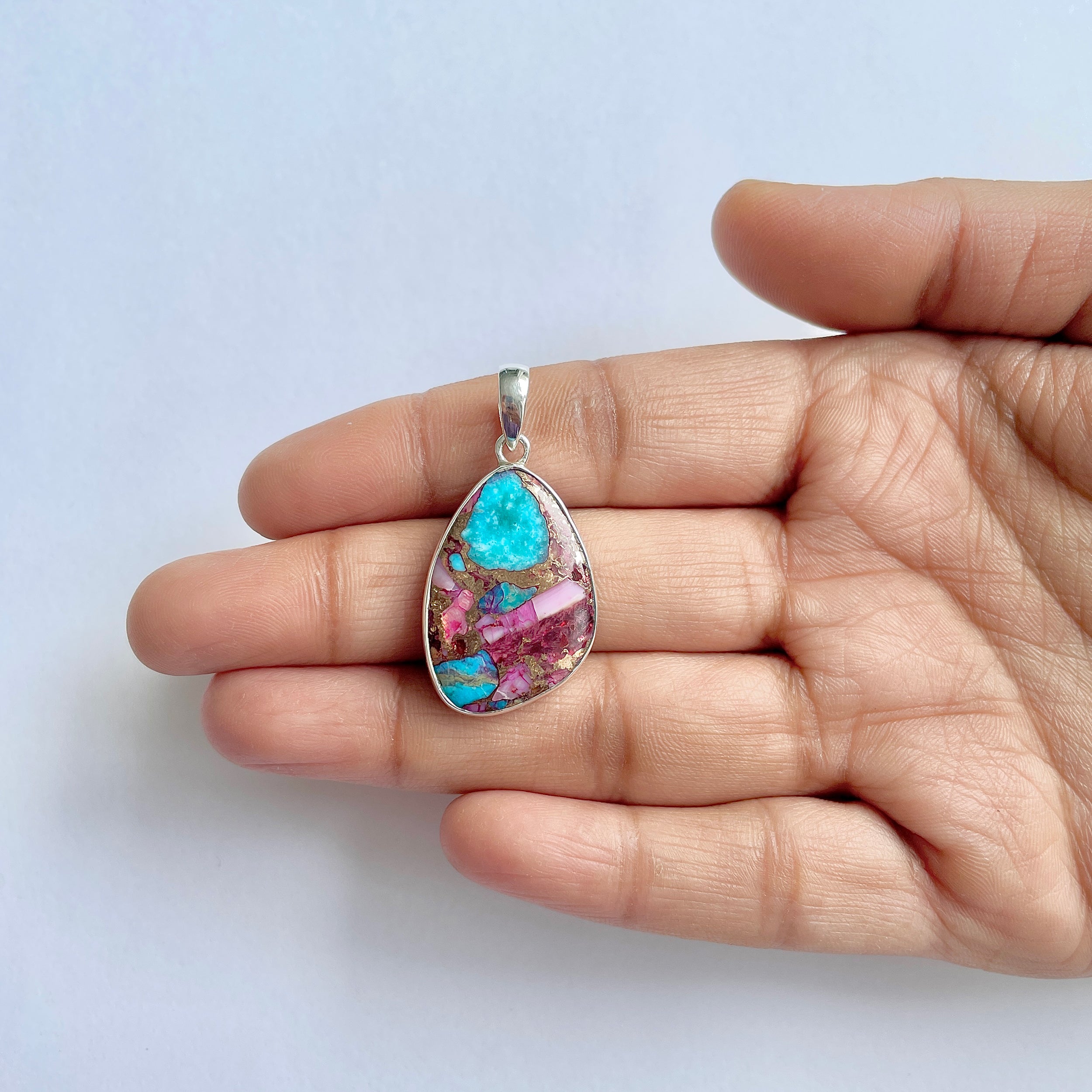 Spiny Oyster Turquoise Pendant-(TRO-1-12)