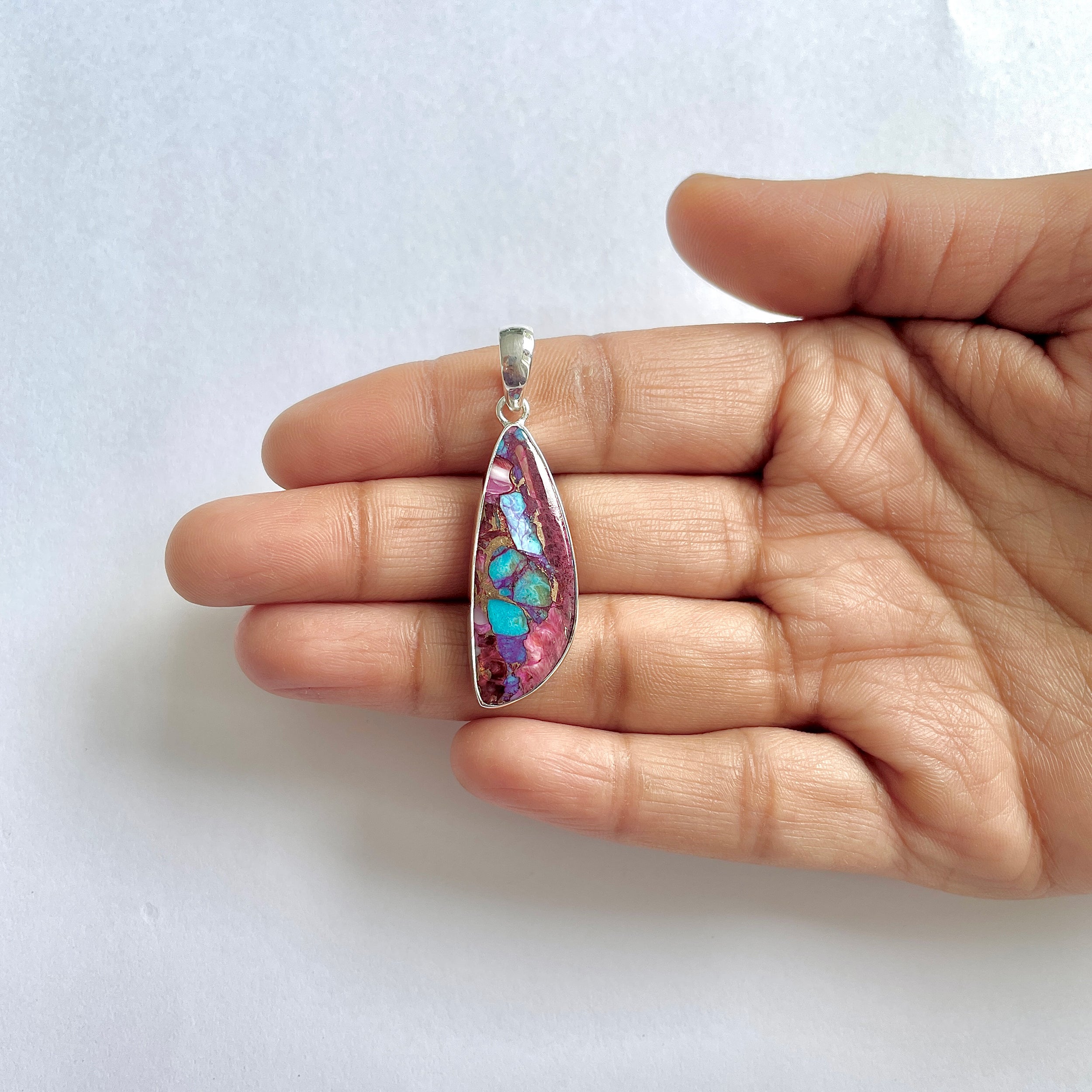 Spiny Oyster Turquoise Pendant-(TRO-1-16)