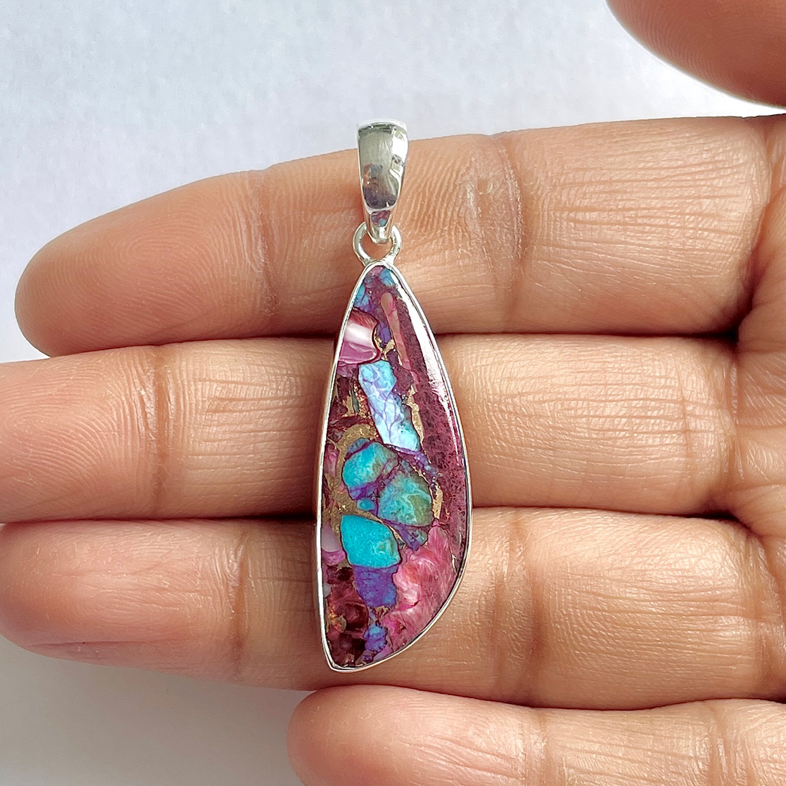 Spiny Oyster Turquoise Pendant-(TRO-1-16)