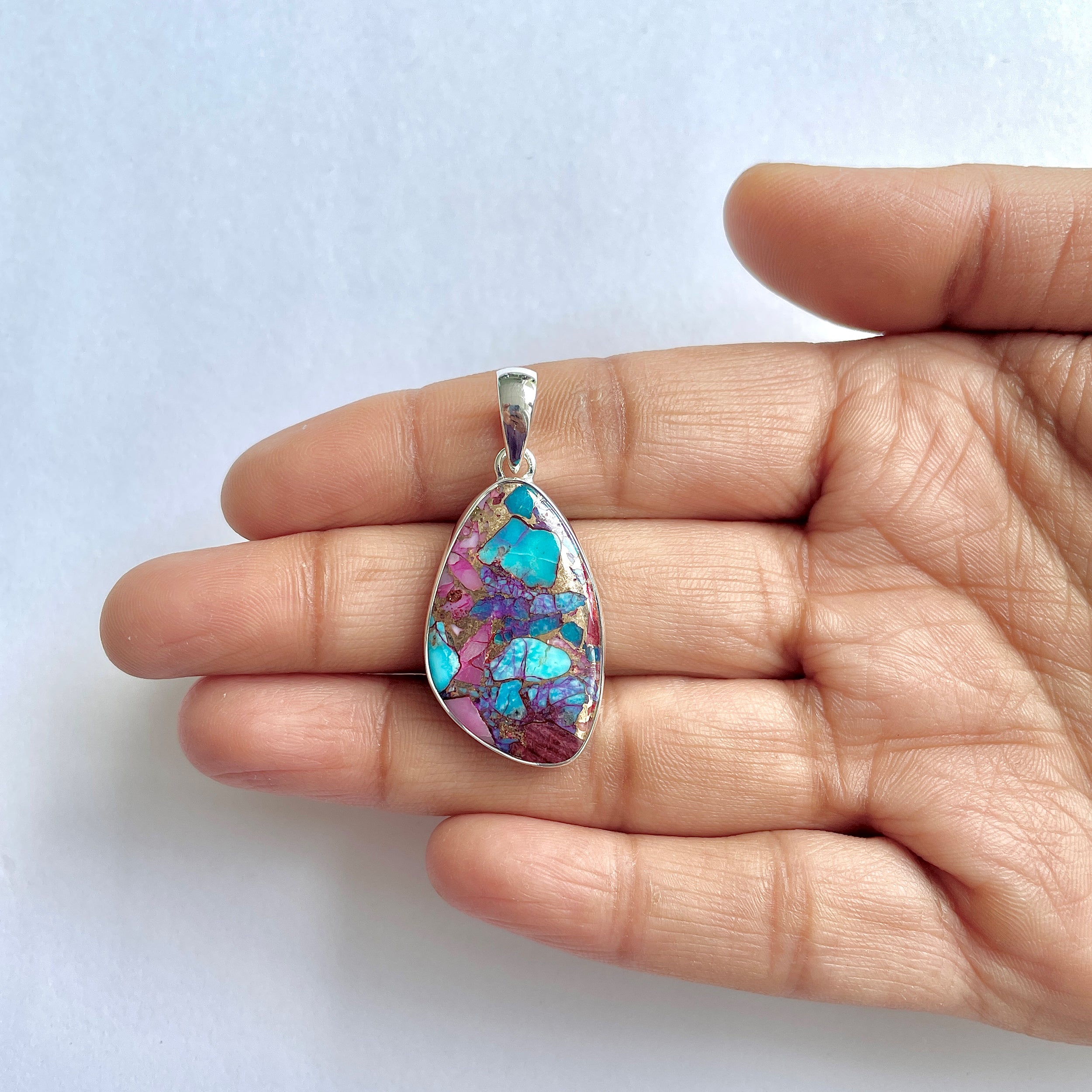 Spiny Oyster Turquoise Pendant-(TRO-1-3)