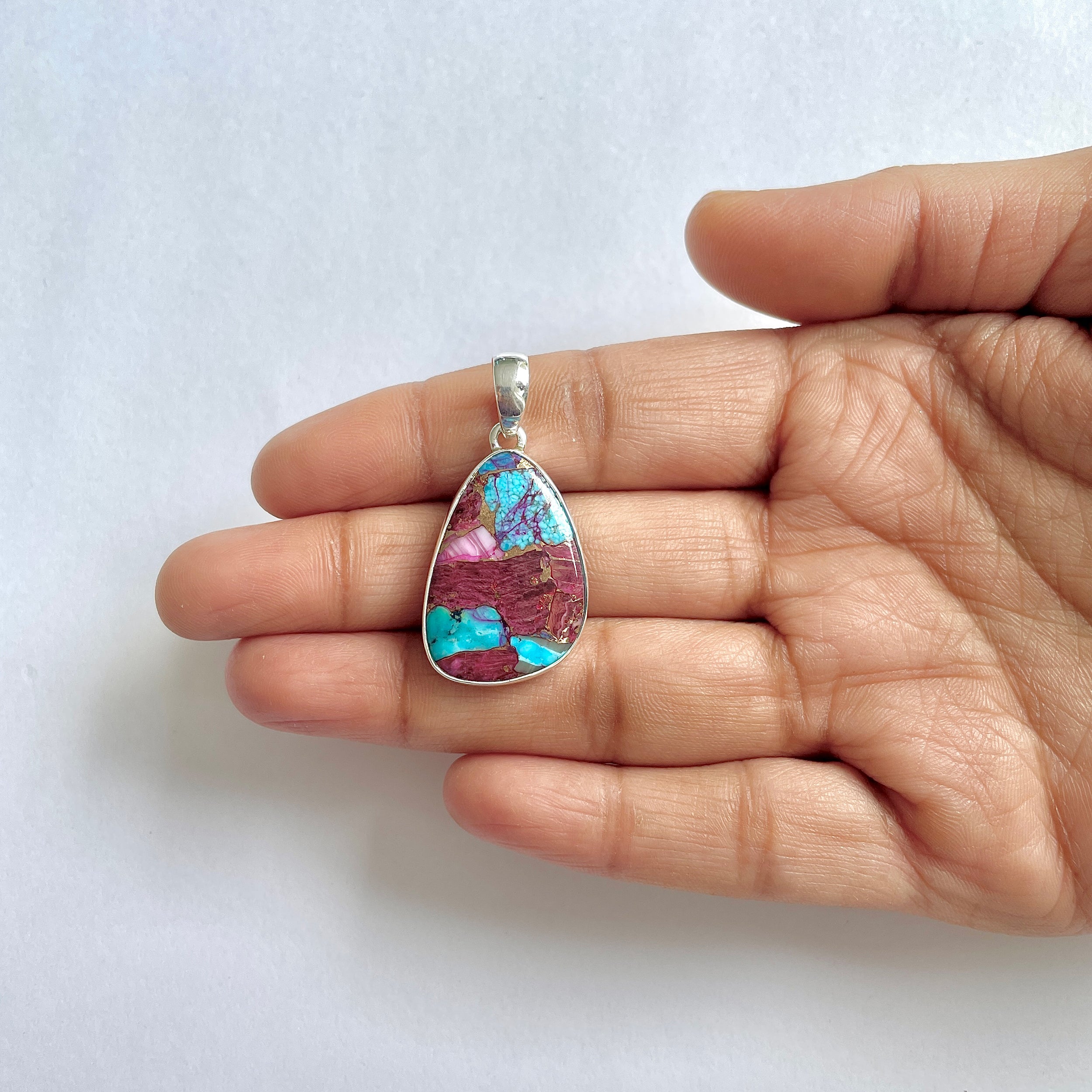 Spiny Oyster Turquoise Pendant-(TRO-1-6)
