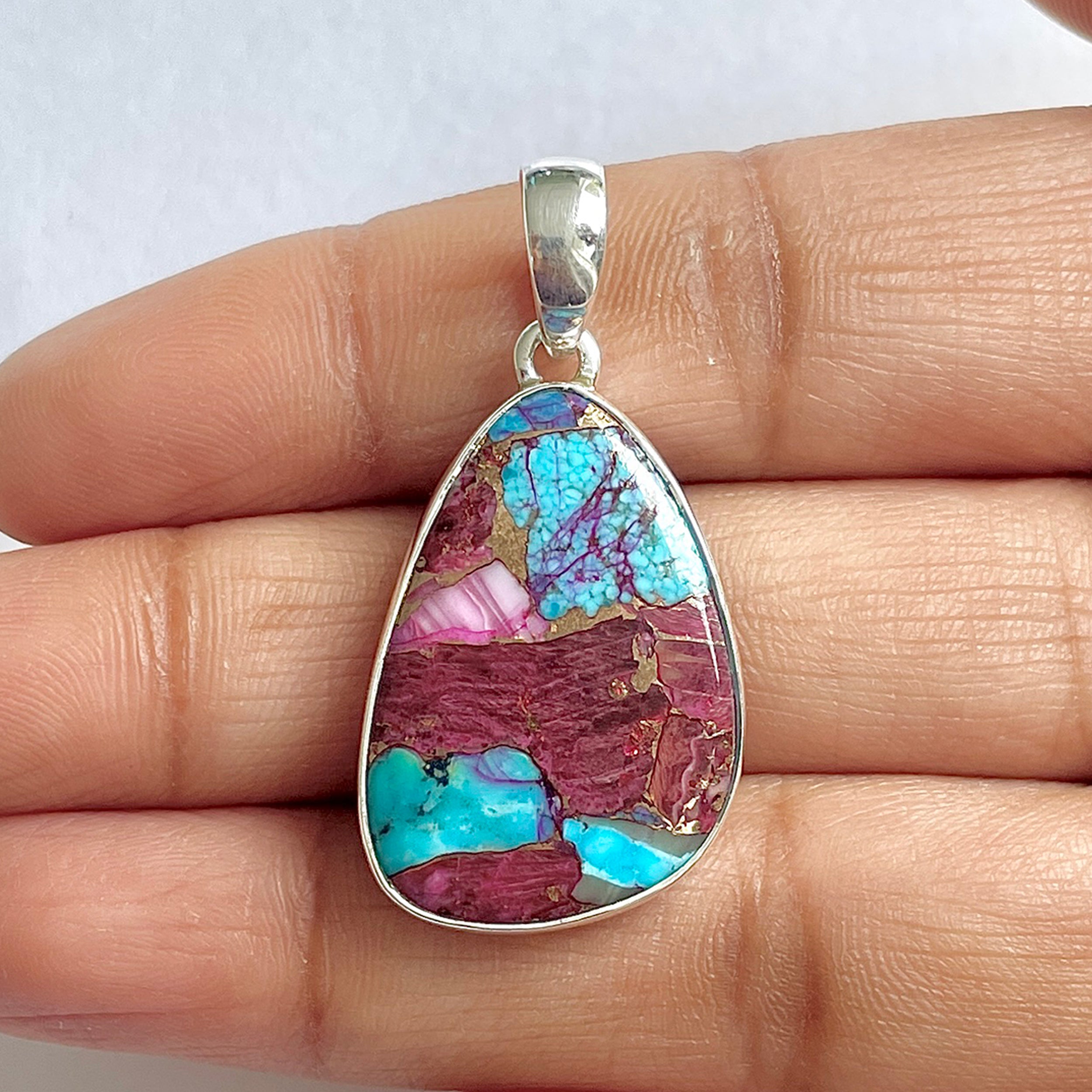 Spiny Oyster Turquoise Pendant-(TRO-1-6)