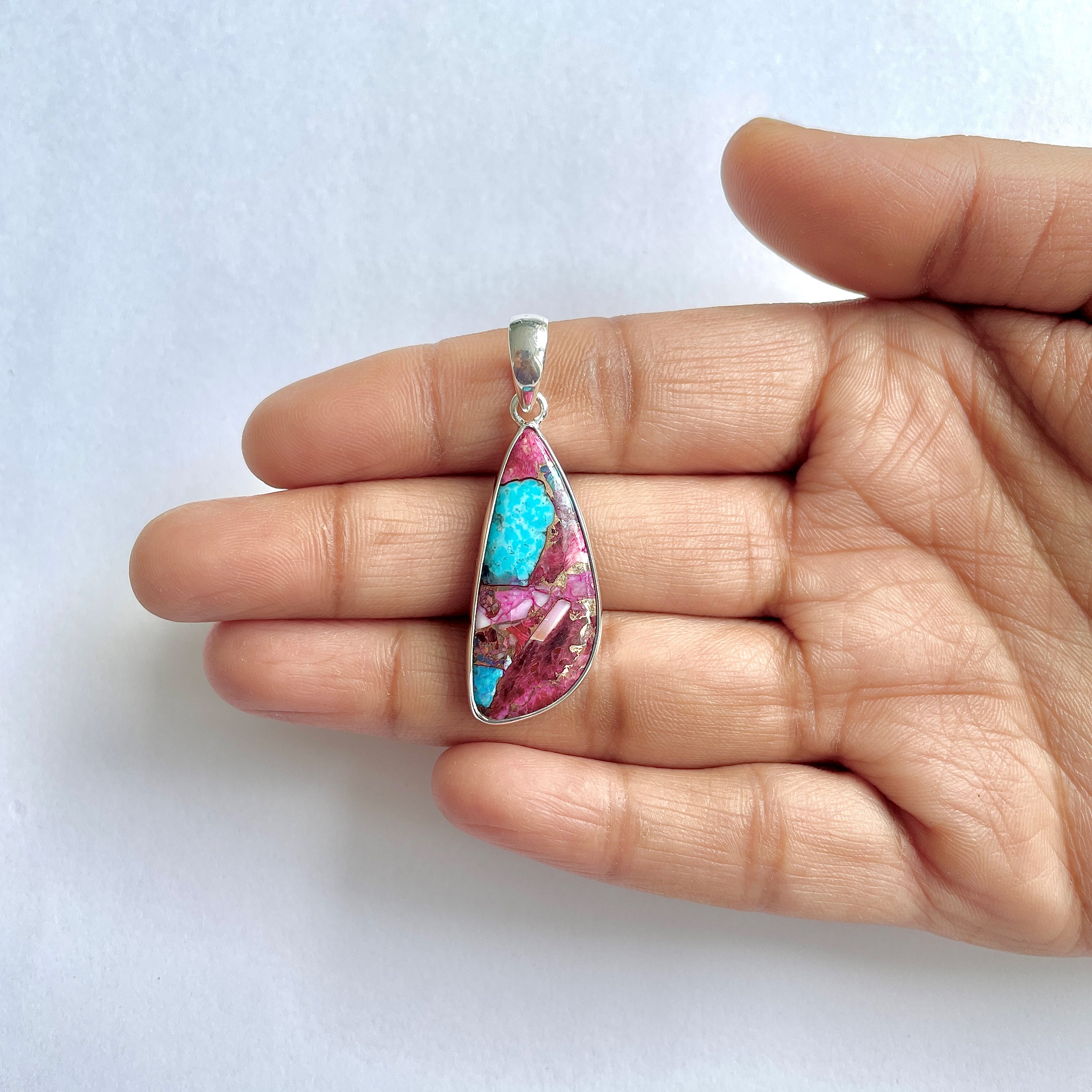 Spiny Oyster Turquoise Pendant-(TRO-1-9)