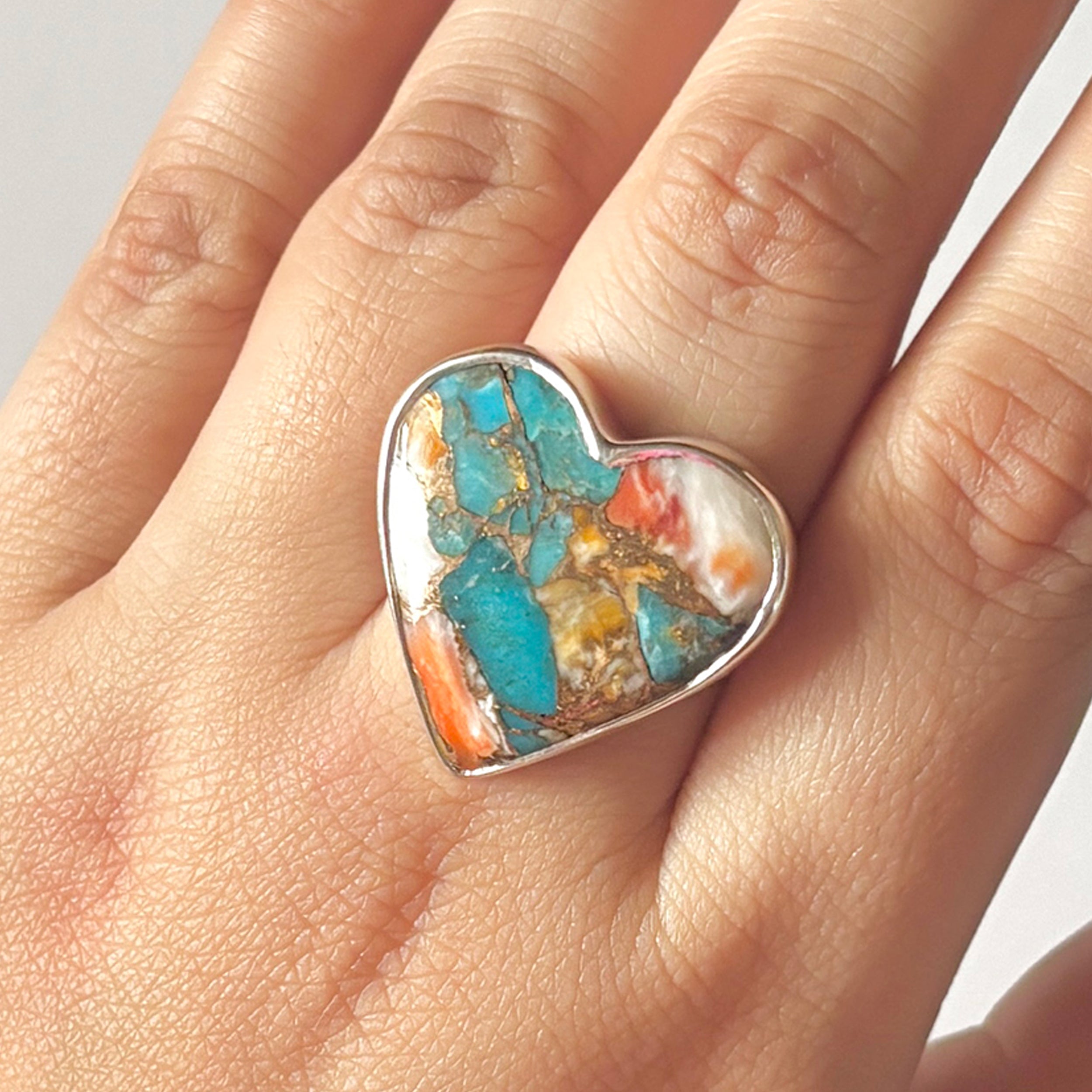 Spiny Oyster Turquoise Ring-(TRO-2-2)