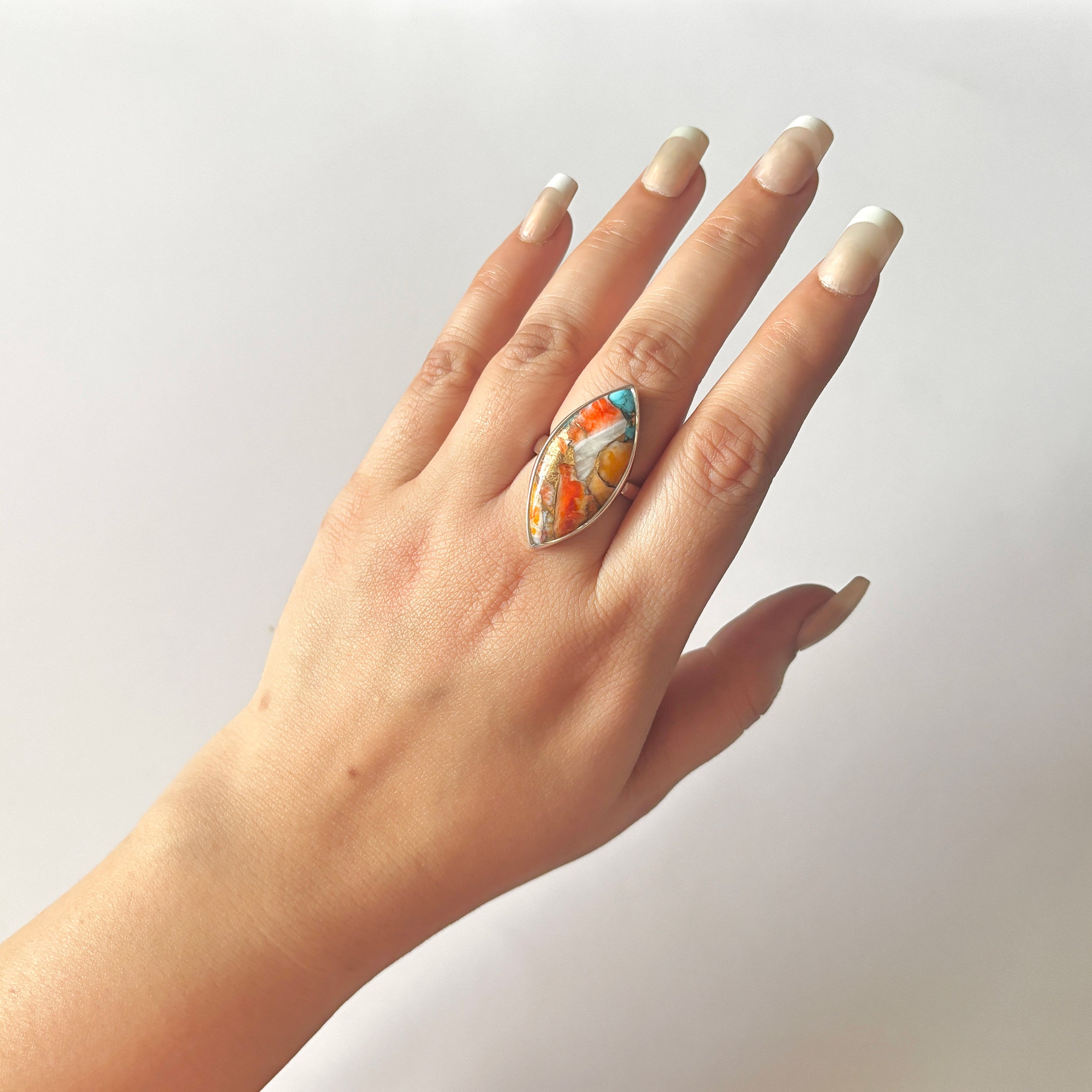 Spiny Oyster Turquoise Ring-(TRO-2-4)