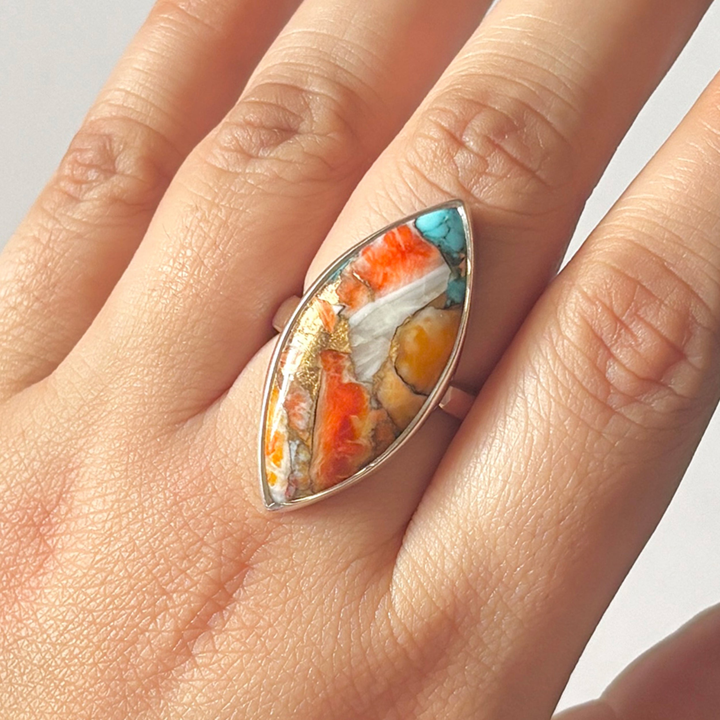 Spiny Oyster Turquoise Ring-(TRO-2-4)
