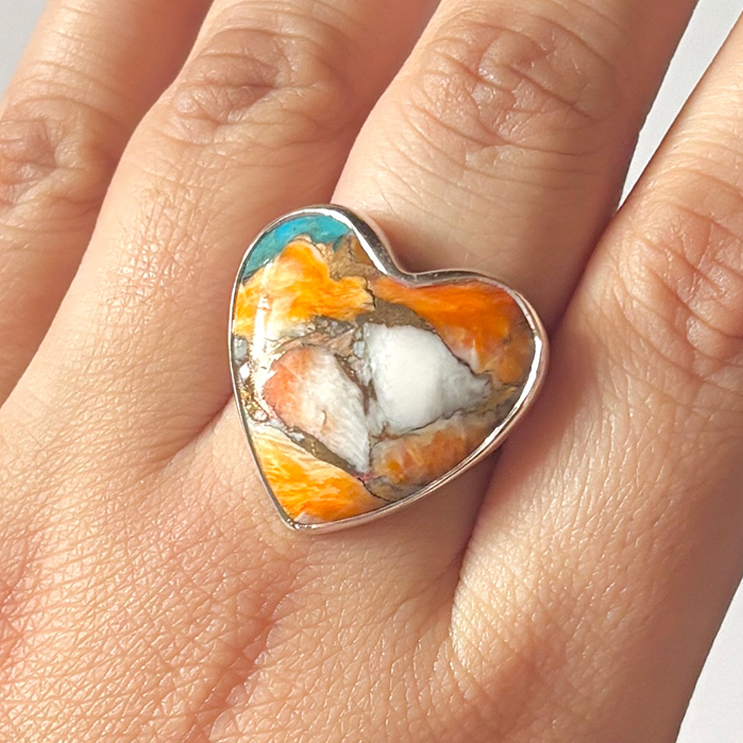 Spiny Oyster Turquoise Ring-(TRO-2-5)