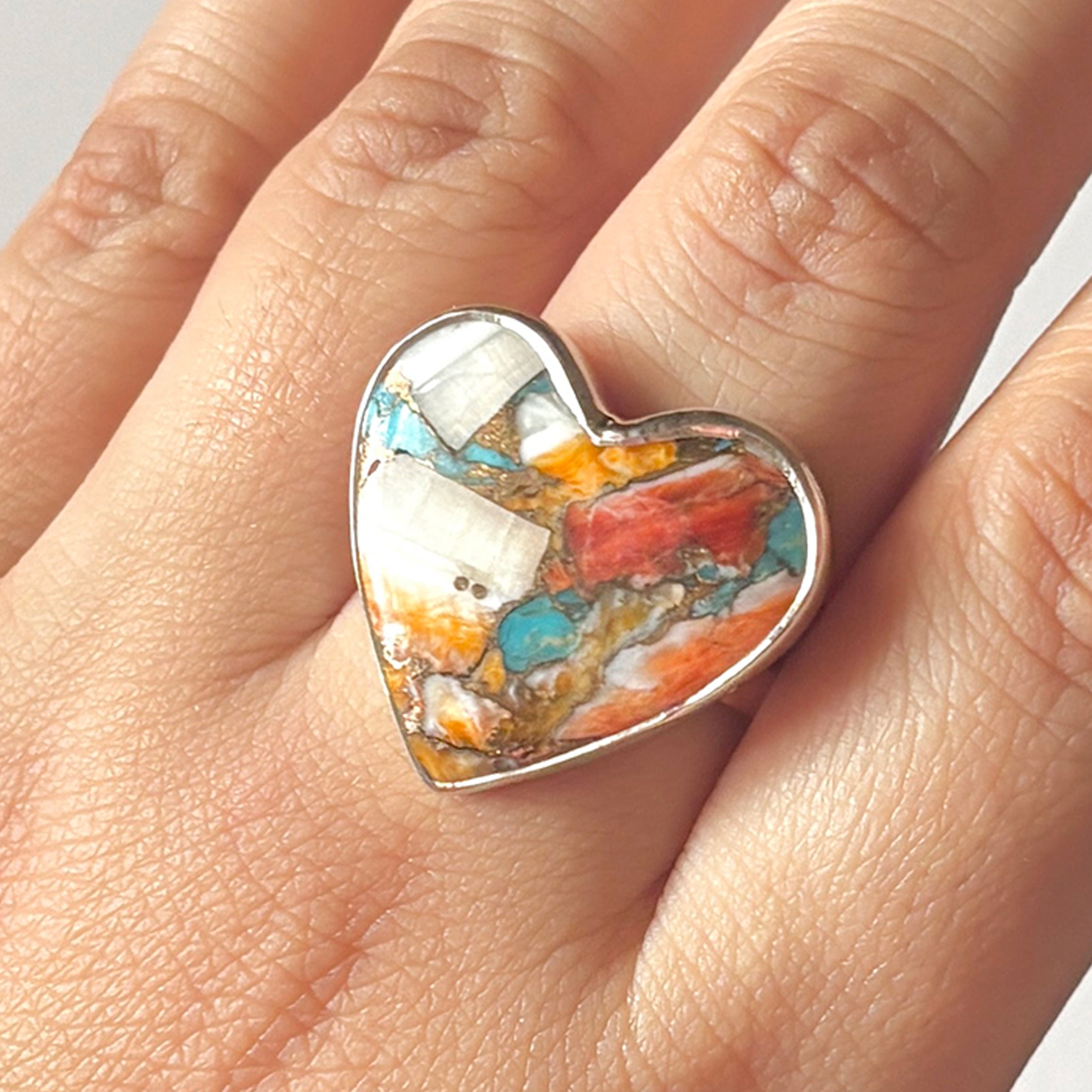 Spiny Oyster Turquoise Ring-(TRO-2-7)