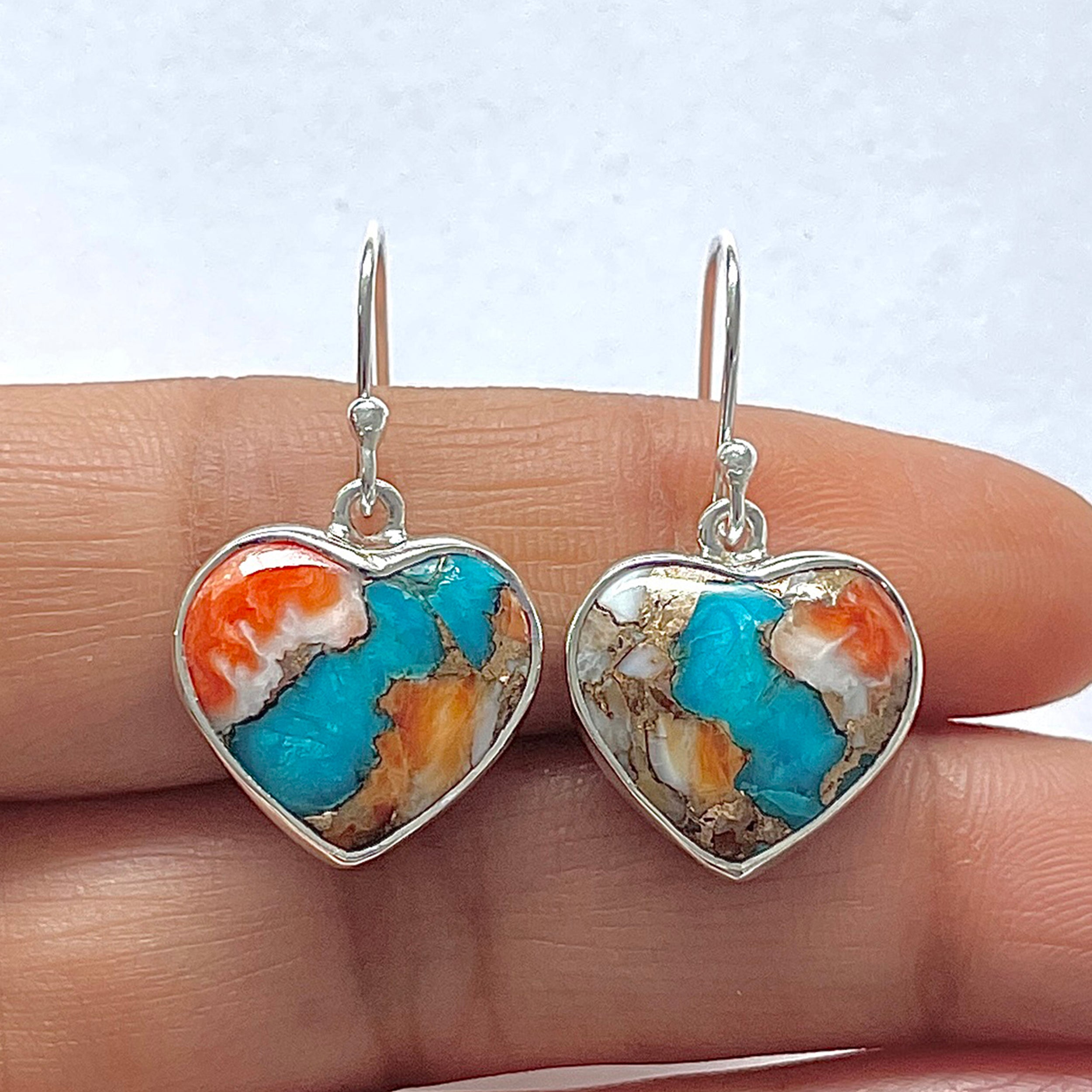 Spiny Oyster Turquoise Earring-(TRO-3-13)