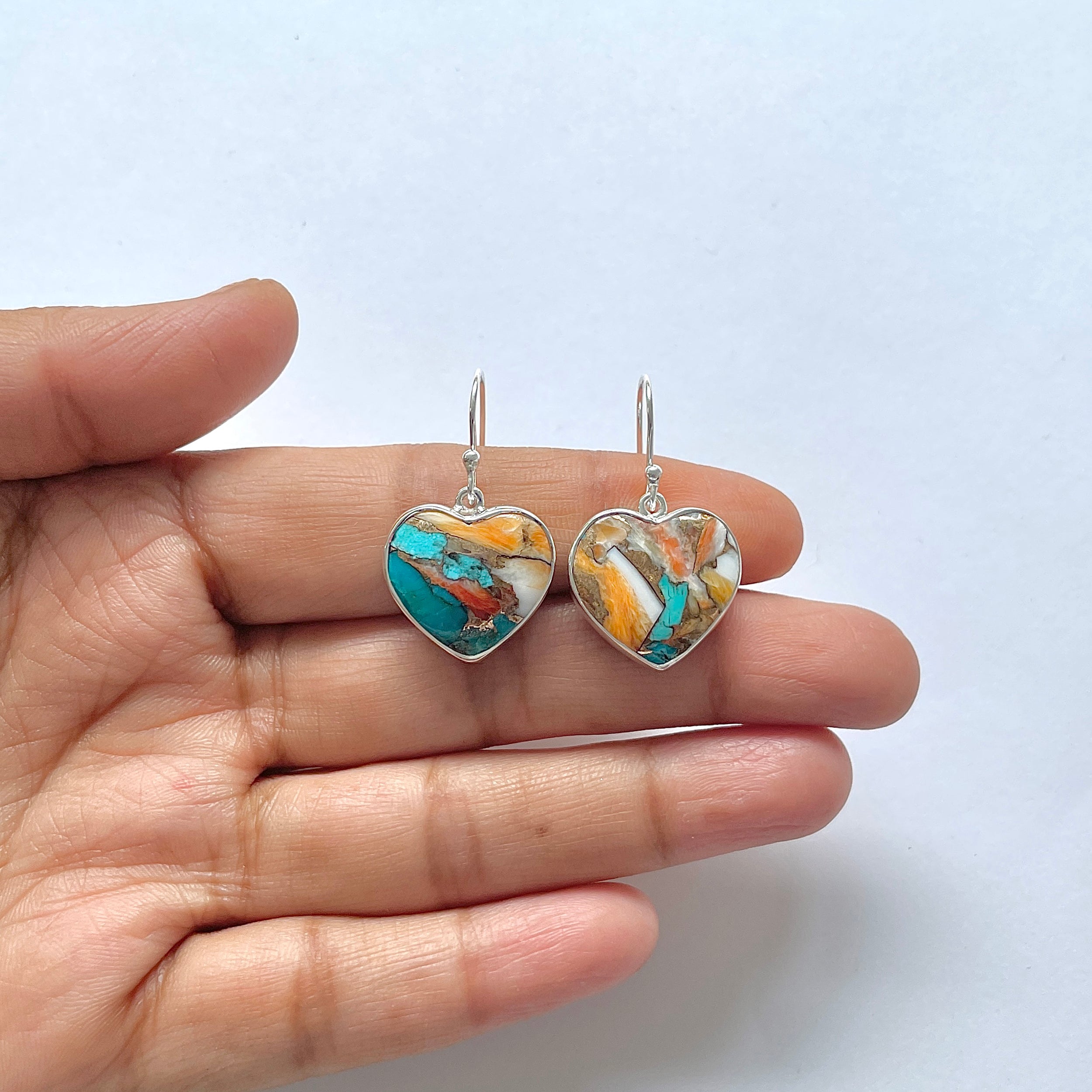 Spiny Oyster Turquoise Earring-(TRO-3-16)