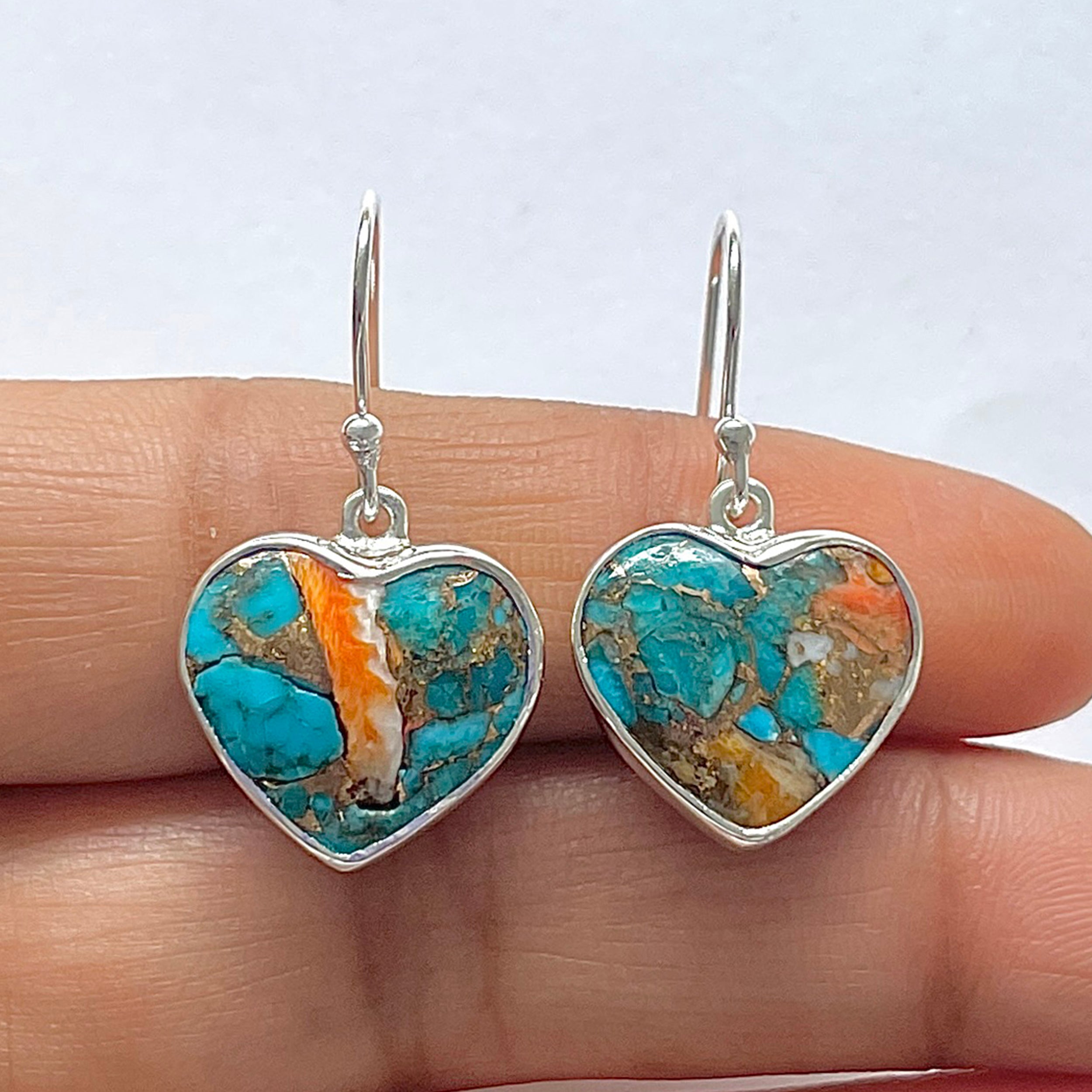 Spiny Oyster Turquoise Earring-(TRO-3-8)