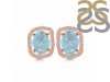 Aquamarine Raw Crystal & White Topaz Stud Earring AQM-RDE-1255.