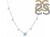 Aquamarine  Raw Crystal & White Topaz Necklace AQM-RDN-385.
