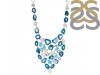 Agate (Seafoam)/Larimar/Blue Topaz/Pearl Necklace-NJ ASF-12-25