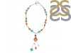 Turquoise/Carnelian/Pearl Beaded Necklace BDD-12-1625