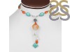 Turquoise/Carnelian/Pearl Beaded Necklace BDD-12-1625