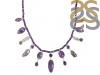 Charoite Necklace with Amethyst Beads-NSL CHR-12-1