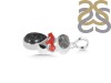 Red Coral/Black Rutile/Herkimer Diamond/Black Spinel Pendant-2SP COR-1-256