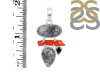 Red Coral/Black Rutile/Black Spinel Pendant-2SP COR-1-275