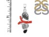 Red Coral/Black Rutile/Herkimer Diamond/Black Spinel Pendant-2SP COR-1-279
