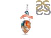 Oyster Turquoise/Coral/London Blue Topaz Pendant-2SP TRO-1-192