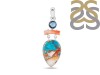Oyster Turquoise/Coral/London Blue Topaz Pendant-2SP TRO-1-193
