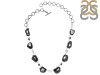 Agate (Black)/White Topaz/Black spinel Necklace-NSL ABL-12-11