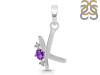 Amethyst & White Topaz Alphabet K Pendant AMT-RDA-11.
