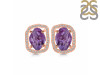 Amethyst Raw Crystal & White Topaz Stud Earring AMT-RDE-1255.