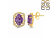 Amethyst Raw Crystal & White Topaz Stud Earring AMT-RDE-1255.