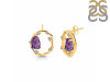 Amethyst Raw Crystal & White Topaz Stud Earring AMT-RDE-1461.