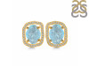Aquamarine Raw Crystal & White Topaz Stud Earring AQM-RDE-1255.