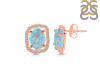 Aquamarine Raw Crystal & White Topaz Stud Earring AQM-RDE-1255.