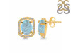 Aquamarine Raw Crystal & White Topaz Stud Earring AQM-RDE-1255.