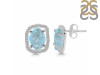 Aquamarine Raw Crystal & White Topaz Stud Earring AQM-RDE-1255.