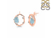 Aquamarine Raw Crystal & White Topaz Stud Earring AQM-RDE-1461.