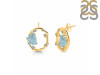 Aquamarine Raw Crystal & White Topaz Stud Earring AQM-RDE-1461.