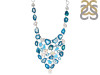 Agate (Seafoam)/Larimar/Blue Topaz/Pearl Necklace-NJ ASF-12-25
