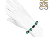 Green Chalcedony / Black Spinel Beaded Bracelet BDD-11-195