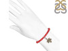 Leaf Charm / Red Coral Beaded Bracelet BDD-11-211