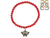Butterfly Charm / Red Coral Beaded Bracelet BDD-11-212