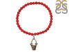 Bucket Charm / Red Coral Beaded Bracelet BDD-11-214