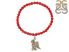 Antique Guardian Angel Charm / Red Coral Beaded Bracelet BDD-11-216