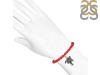 Palm Tree Charm / Red Coral Beaded Bracelet BDD-11-217