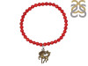 Vintage Horse Charm / Red Coral Beaded Bracelet BDD-11-218