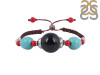 Black Obsidian / Turquoise / Red Cora Beaded Bracelet BDD-11-327