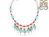 Turquoise/Red Coral/Pearl Beaded Necklace BDD-12-1608