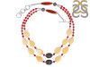 Yellow Aragonite/Red Jasper Beaded Necklace BDD-12-1620