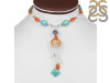 Turquoise/Carnelian/Pearl Beaded Necklace BDD-12-1625