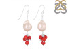 Pearl / Red Coral Beaded Earring BDD-3-171